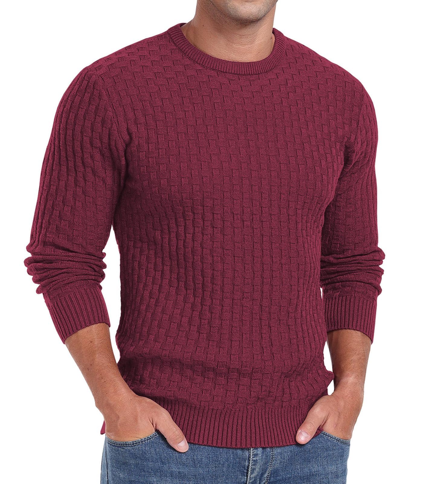 Sailwind Men’s Crew Neck Waffle Knit Sweater