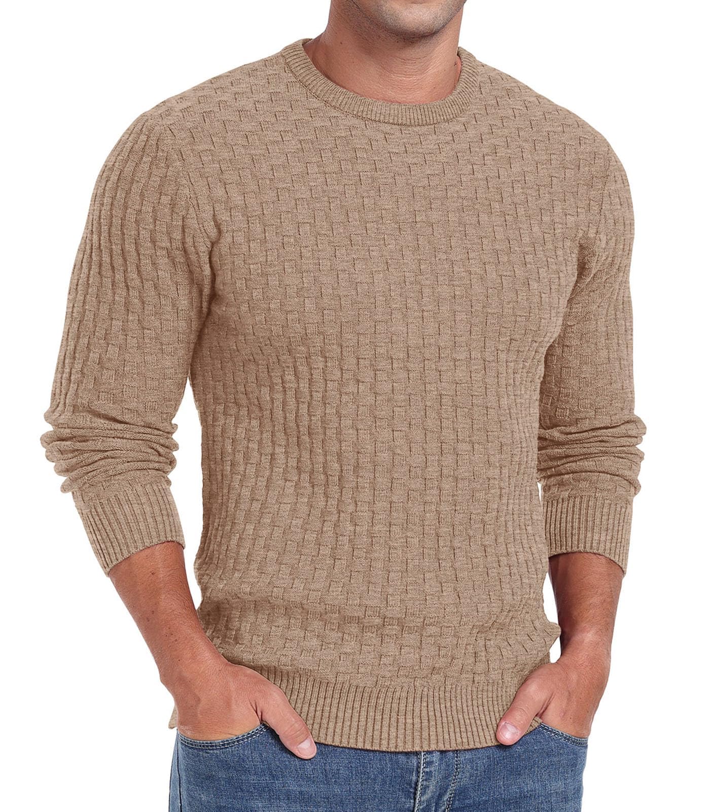 Sailwind Men’s Crew Neck Waffle Knit Sweater