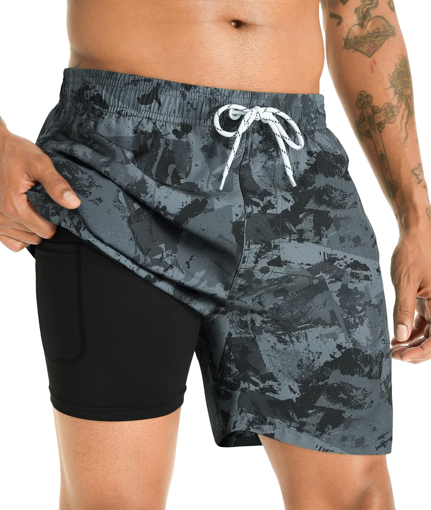 APTRO Men’s 2-in-1 Swim Shorts – Quick-Dry Board Shorts