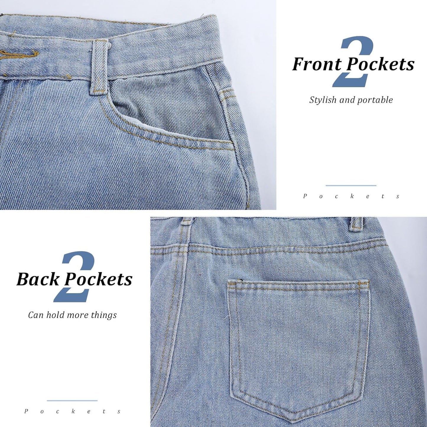 Risipu Men’s Baggy Jeans – Straight Cut Vintage Denim Pants