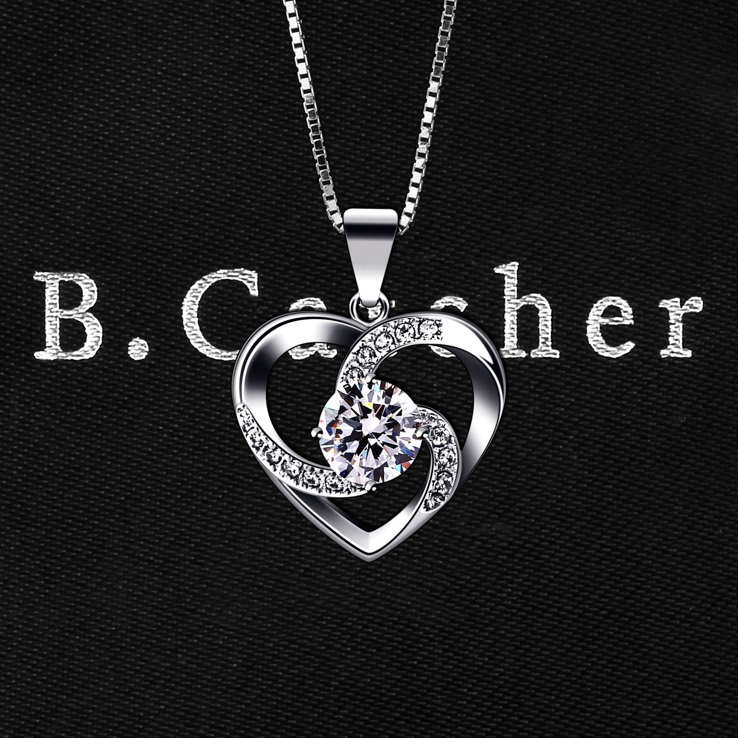 B.Catcher “Love is Happiness” Heart Pendant Necklace
