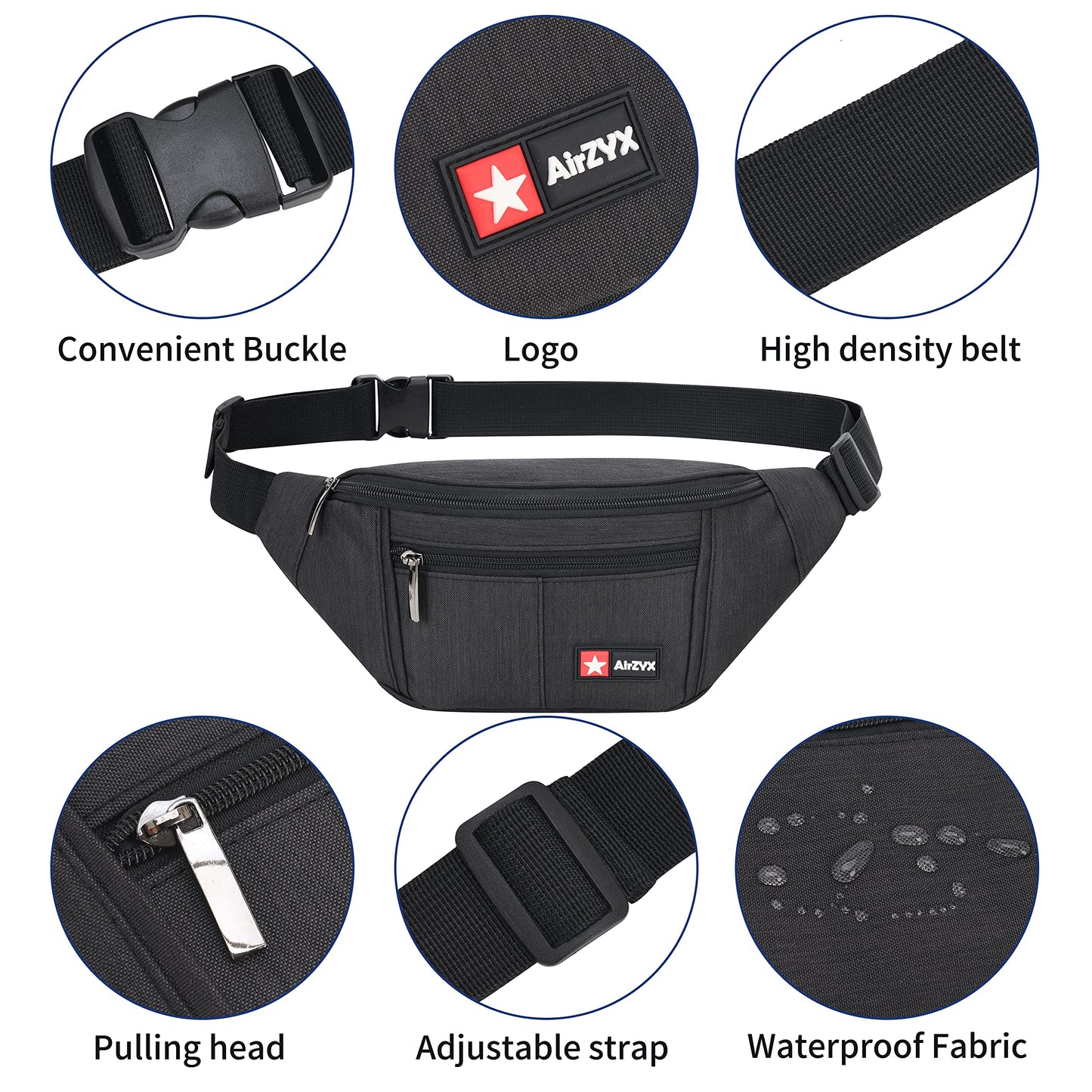 AirZyx Waterproof Waist Bag – Durable, Water-Repellent for Travel & Outdoor Activities