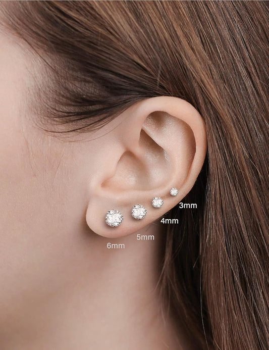 4 Pairs 925 Sterling Silver Stud Earrings