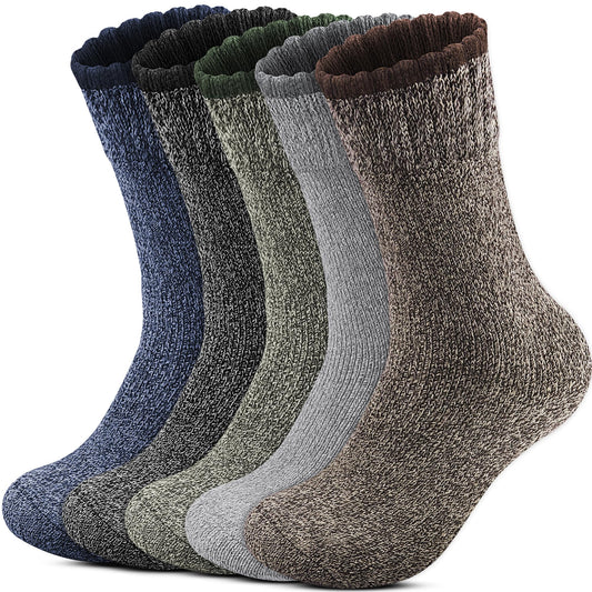 Reamphy 5 Pairs Thermal Wool Socks for Men