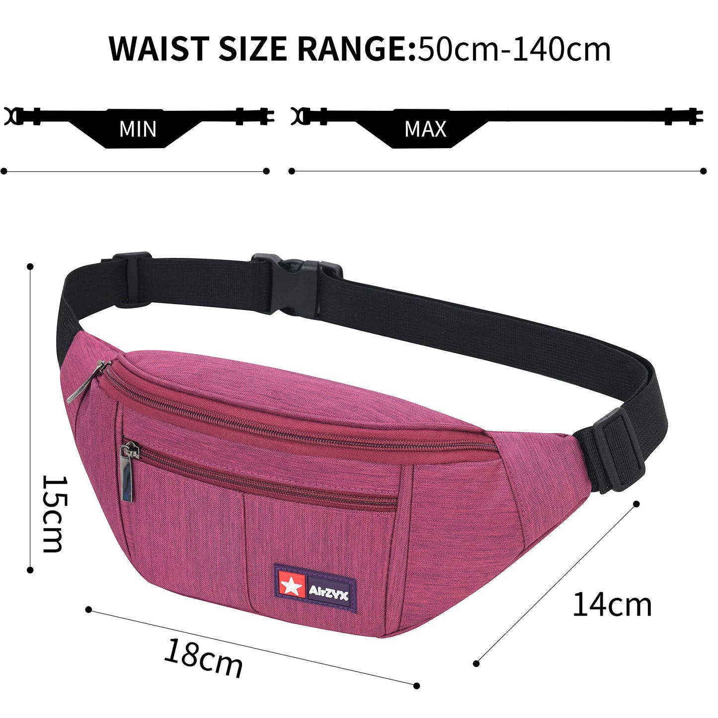 AirZyx Waterproof Waist Bag – Durable, Water-Repellent for Travel & Outdoor Activities