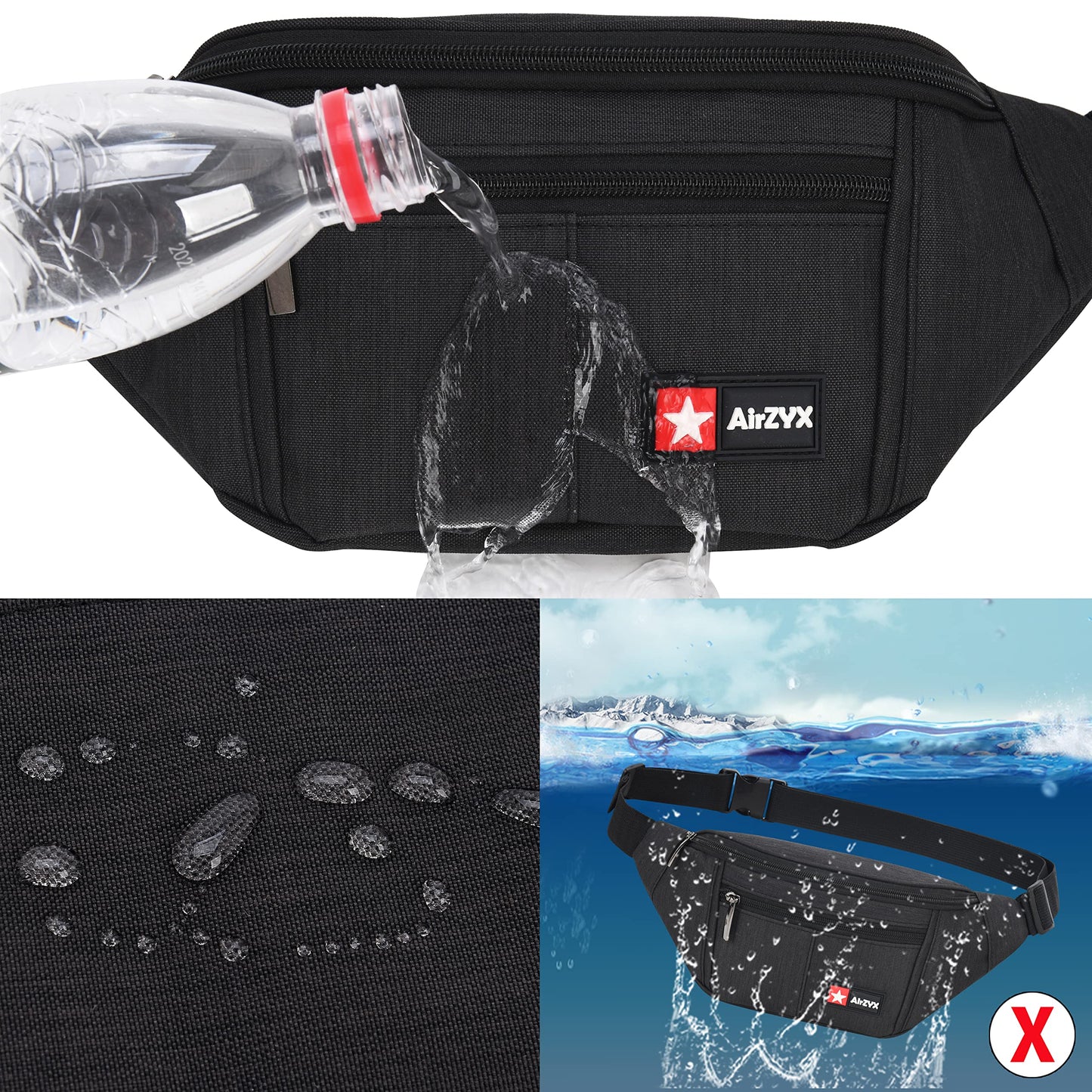 AirZyx Waterproof Waist Bag – Durable, Water-Repellent for Travel & Outdoor Activities
