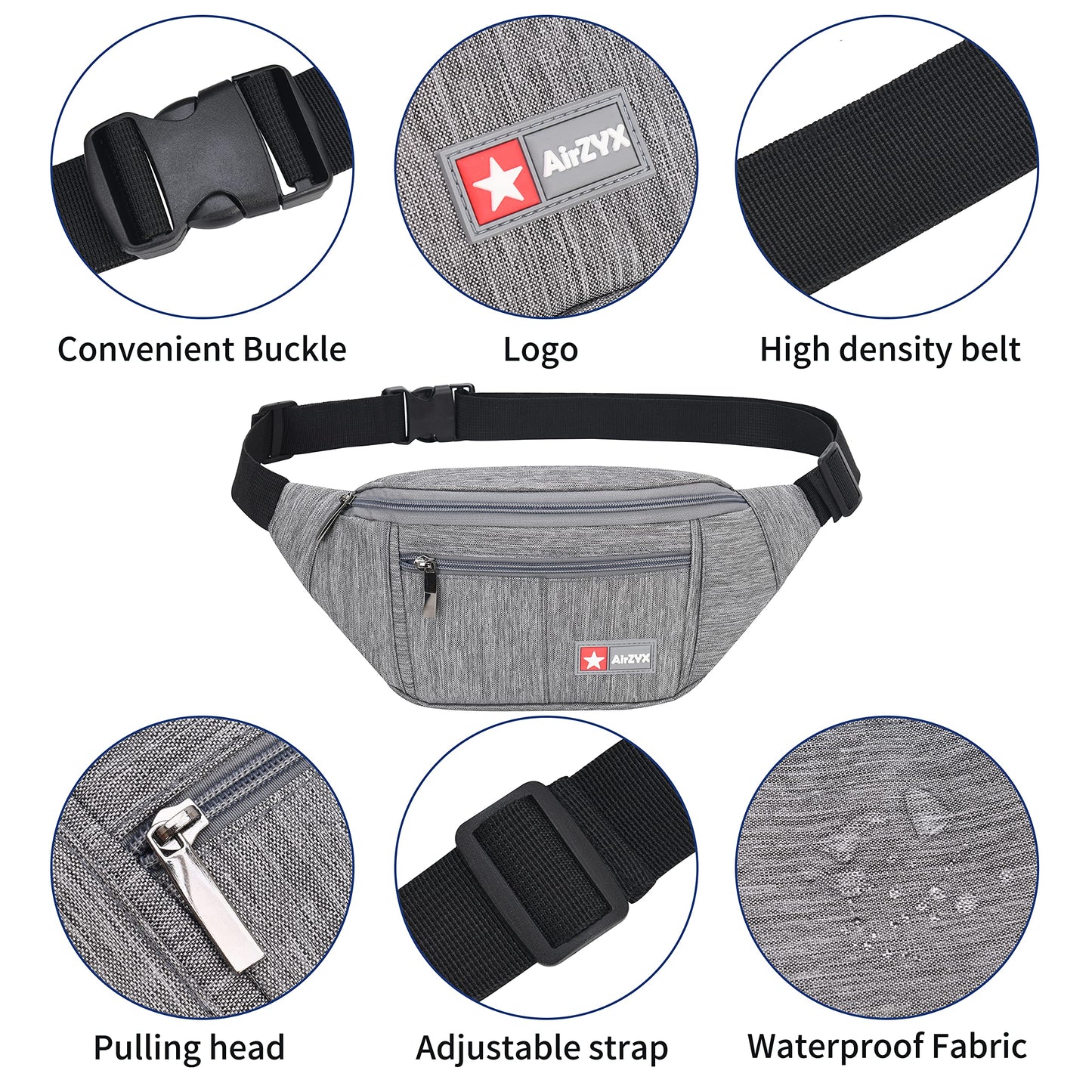 AirZyx Waterproof Waist Bag – Durable, Water-Repellent for Travel & Outdoor Activities